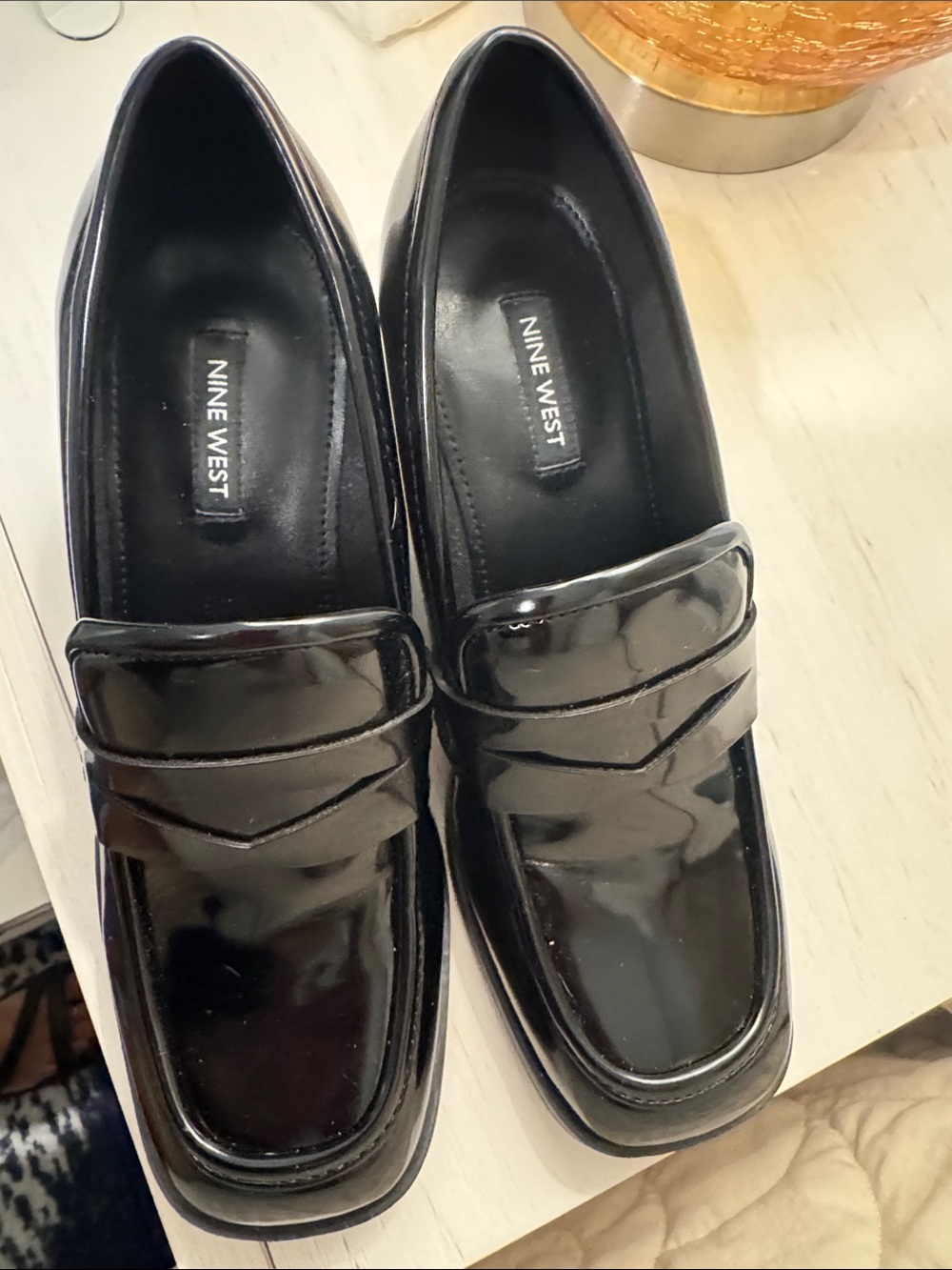 Nine West Black Patent Leather Loafers